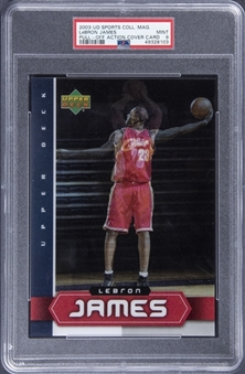 2003 Upper Deck Sports Collection Magazine LeBron James Pull Off Action Cover Rookie Card - Population 1 of 1 - PSA MINT 9 
